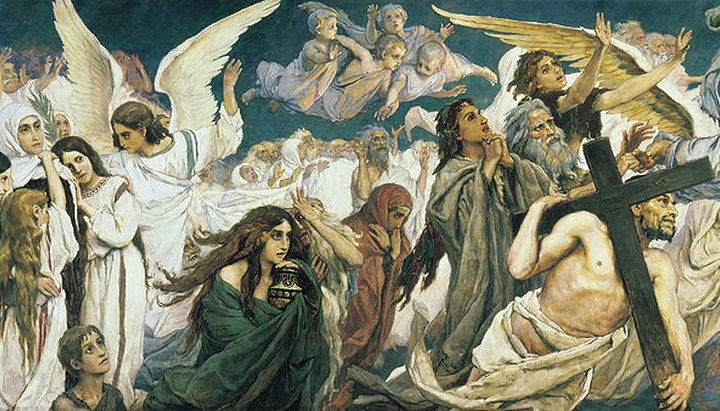 В. М. Васнецов. Радость праведных о Господе. Триптих, фрагмент, левая часть.