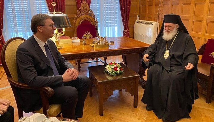 Президент Сербії Олександр Вучич і глава ЕПЦ архієпископ Ієронім. Фото: Orthodoxia News Agency