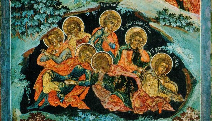 Семь отроков Эфесских. Последняя треть XVIII в. Фрагмент иконы Соловецкого монастыря. Музей-заповедник «Коломенское». Фото: icon-art.info