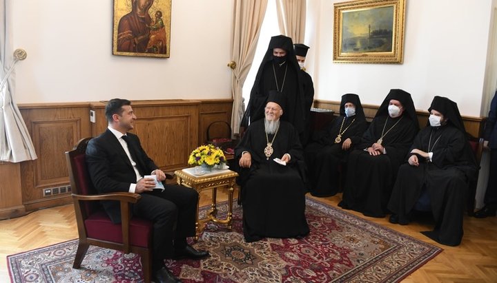 Володимир Зеленський на зустрічі з главою Фанару. Фото: orthodoxtimes.com