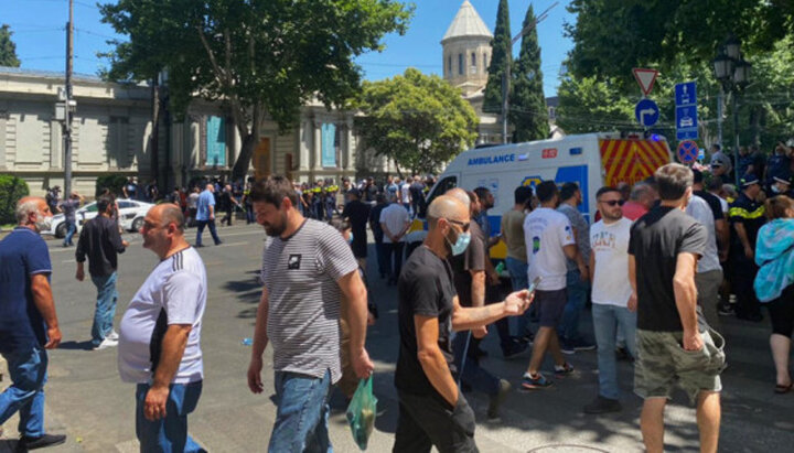 Протесты в Грузии против ЛГБТ-марша. Фото: РБК