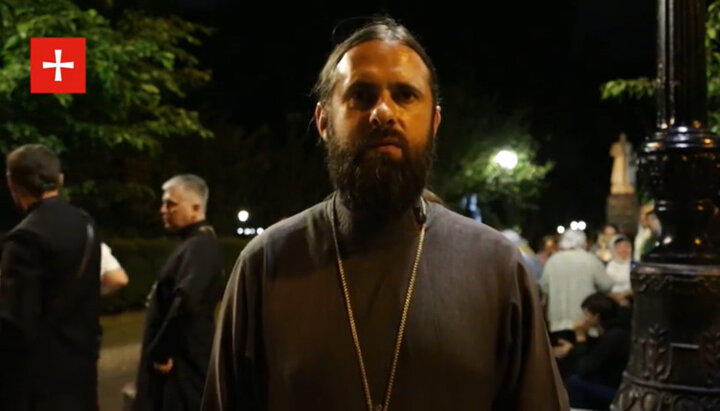 Archpriest Gregory Stadnik at the prayer standing in Kyiv. Photo: a screenshot of the video from