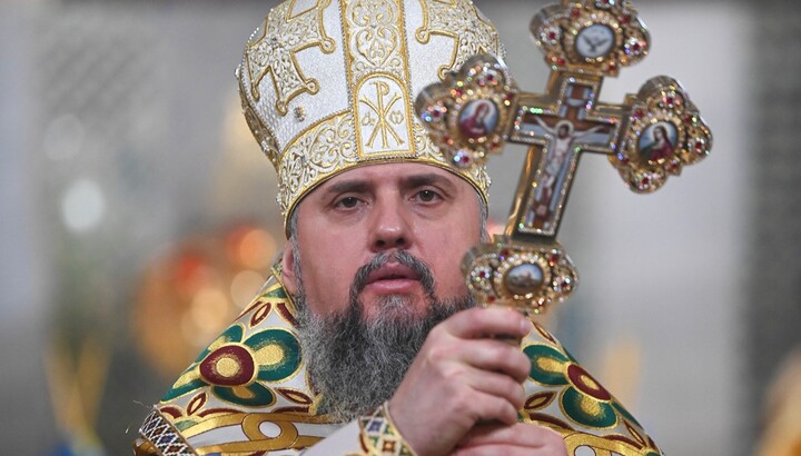 Епифаний Думенко на «богослужении» в Софии Киевской. Фото: pomisna.info