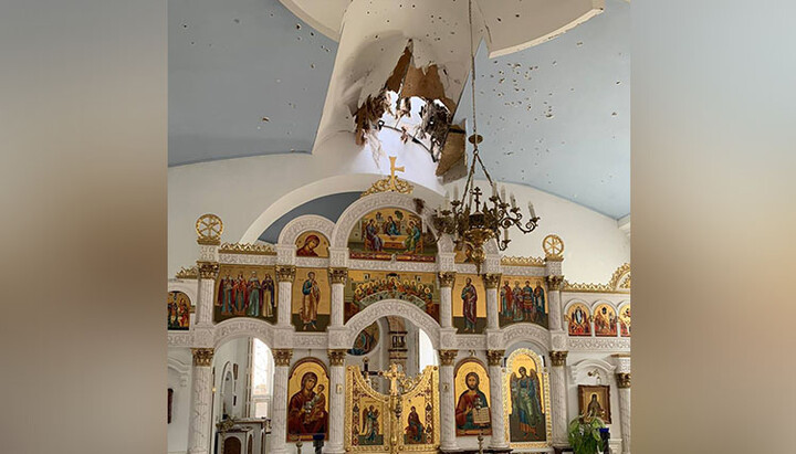 Стан херсонського Касперівського храму після обстрілу. Фото: ТГ-канал Клименко