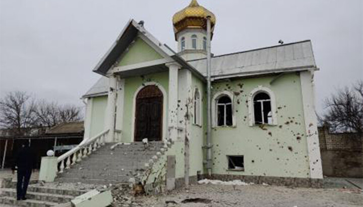 Храм УПЦ прп. Антонія Печерського у Антонівці після обстрілу. Фото: Херсонська єпархія
