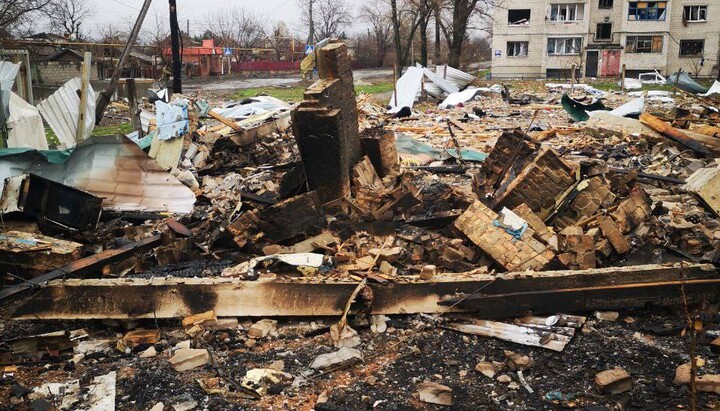 Зруйнований храм на честь святителя Іоанна Златоуста в місті Покровськ. Фото: Покровське вікаріатство