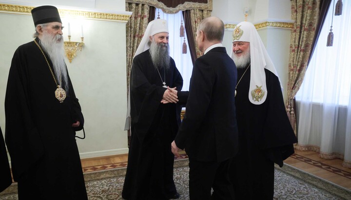 Зустріч Путіна та Патріарха Порфирія в Кремлі. Фото: прес-служба Московського Патріархату