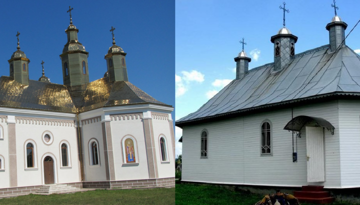 Вознесенський і Святодухівський храми УПЦ у Банилові-Підгірному. Фото: колаж СПЖ