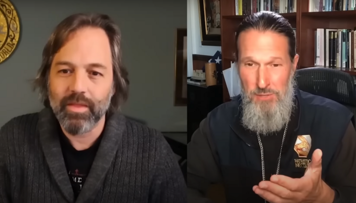Jonathan Pageau and Archpriest Josiah Trenham. Photo: a screenshot from Jonathan Pageau’s YouTube Channel
