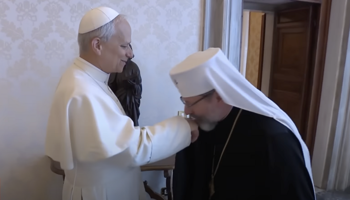 Папа Лев і Святослав Шевчук. Фото: Vatican news