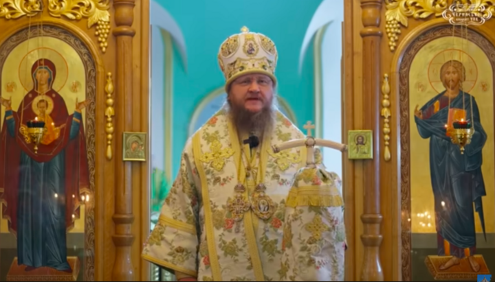 Проповедь митрополита Феодосия в Свято-Онуфриевском монастыре. Фото: Скриншот из видео в Youtube.