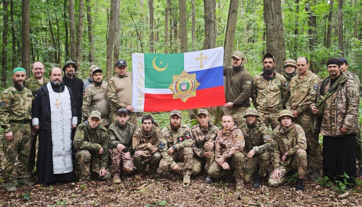 Священники вместе с имамом проскандировали «Аллаху акбар» и «Христос воскресе». Фото: Тг-канал Алаудинова