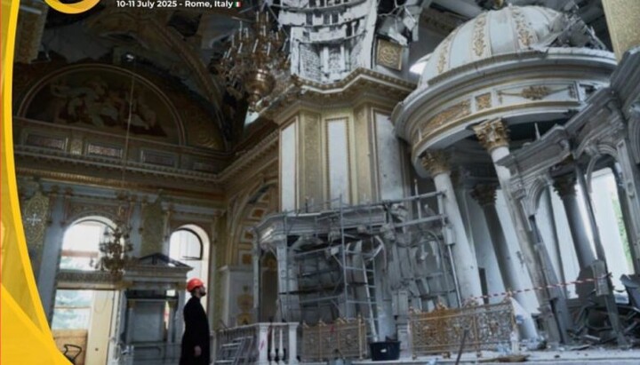 The interior of the Transfiguration Cathedral in Odesa after the shelling on July 23, 2023. Photo: Facebook page of the Ministry of Foreign Affairs of Italy