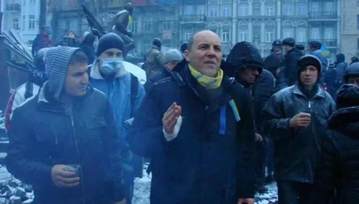 Parubiy at the Euromaidan. Photo: BBC