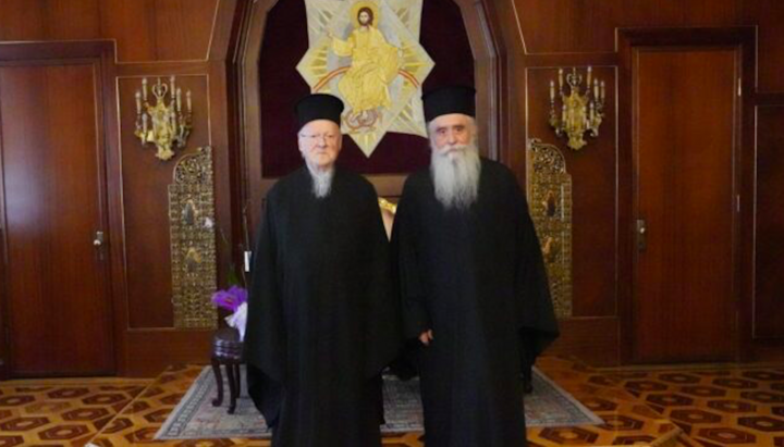 Патріарх Варфоломій і новообраний Архієпископ Синайський Симеон. Фото: Orthodox Times