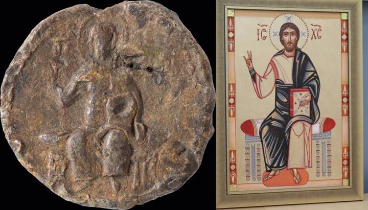 An ancient seal and the icon “reconstructed” from its image. Photo: Alferov’s Facebook