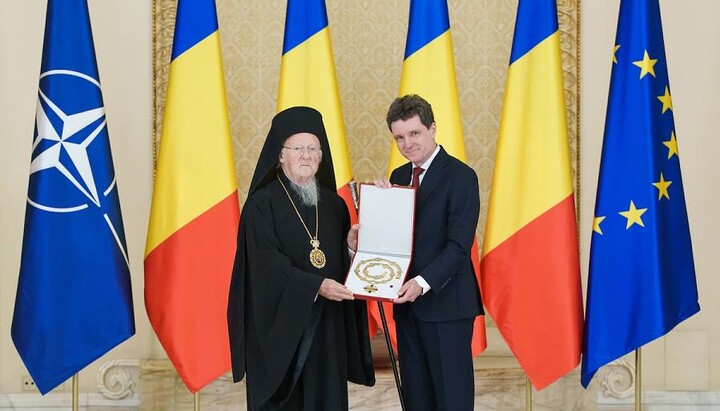 Nicuşor Dan and Patriarch Bartholomew. Photo: romania-insider