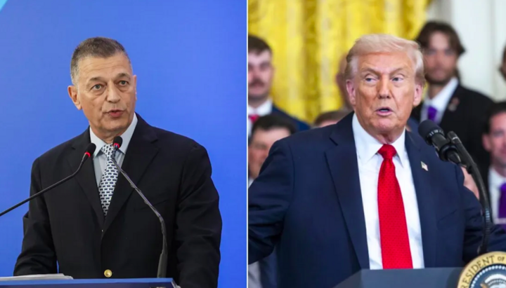 Громадянський адміністратор Святої Гори Афон Алківіадіс Стефаніс/Президент США Дональд Трамп. Фото: Parapolitika