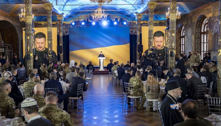 Выступление Зеленского в Киево-Печерской лавре. Фото: ОП