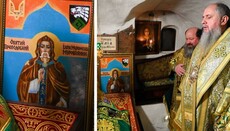Думенко a arătat „icoana” lui Ilia Muromet la moaștele sale din Lavra cu mustață și cu un bident