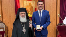 Patriarch Theophilos Awards EU Ambassador to Israel for Supporting Christians