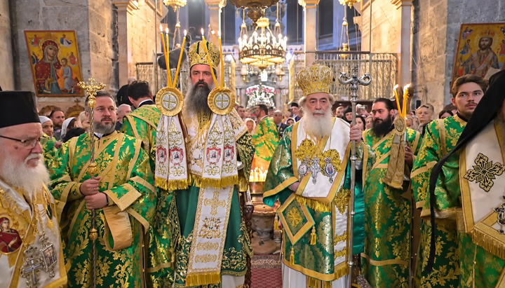 Ο Πατριάρχης Βουλγαρίας Δανιήλ και ο Πατριάρχης Ιεροσολύμων Θεόφιλος. Φωτογραφία: Πατριαρχείο Ιεροσολύμων