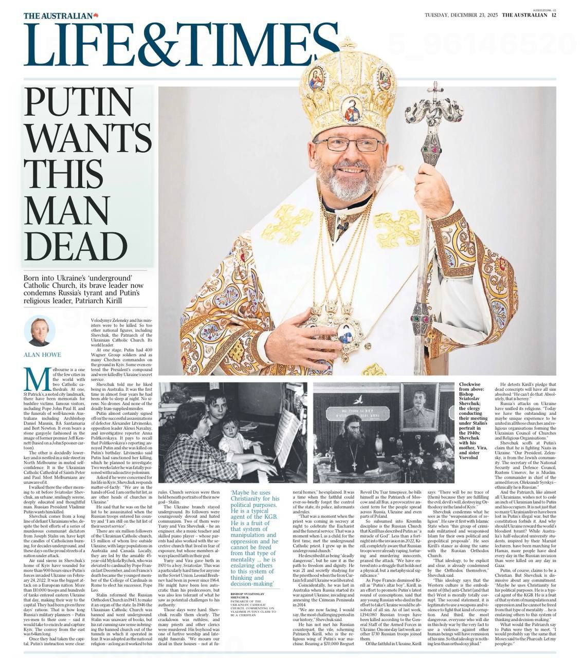 Статья под заголовком &laquo;Putin wants this man dead&raquo; в австралийской газете The Australian.